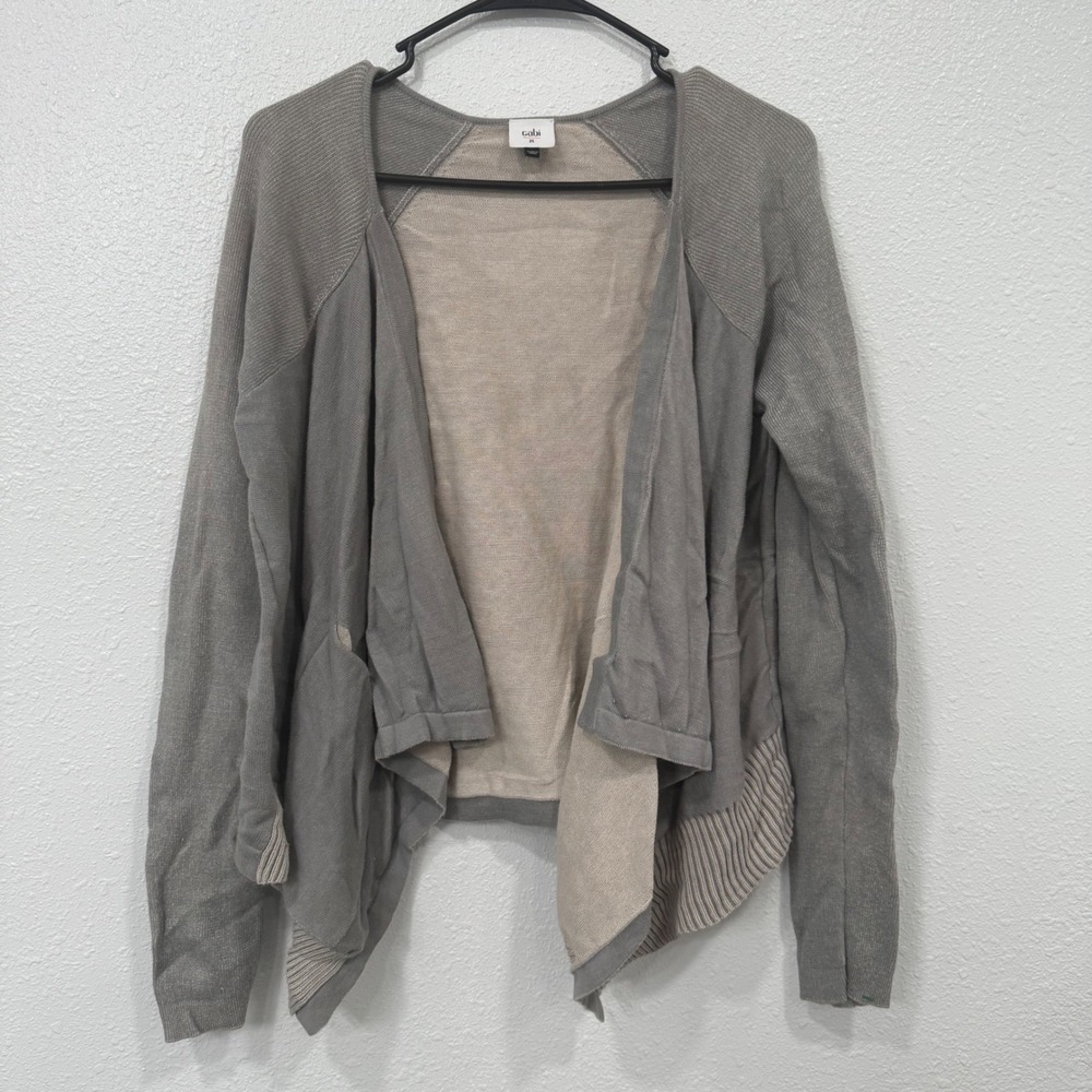 Cabi Women's Grey Open Front Draped Cardigan Sweater Size M Style 5132